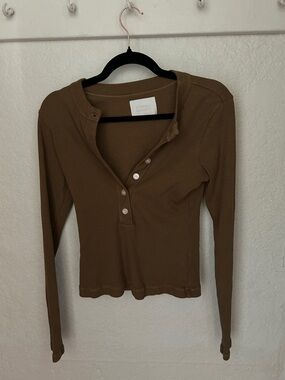 Citizens Of Humanity Tan Long Sleeve Button-Up Top